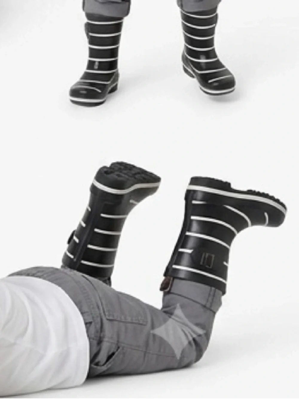 Janie and Jack Black & White Striped Rain Boots Size 9 Kids